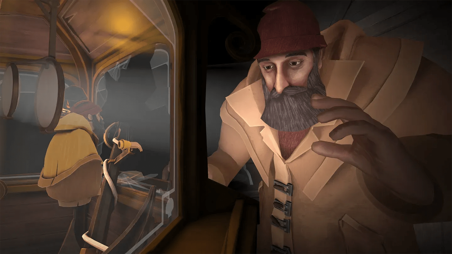 A Fisherman's Tale Meta Quest wooden fisherman puppet character in a lighthouse