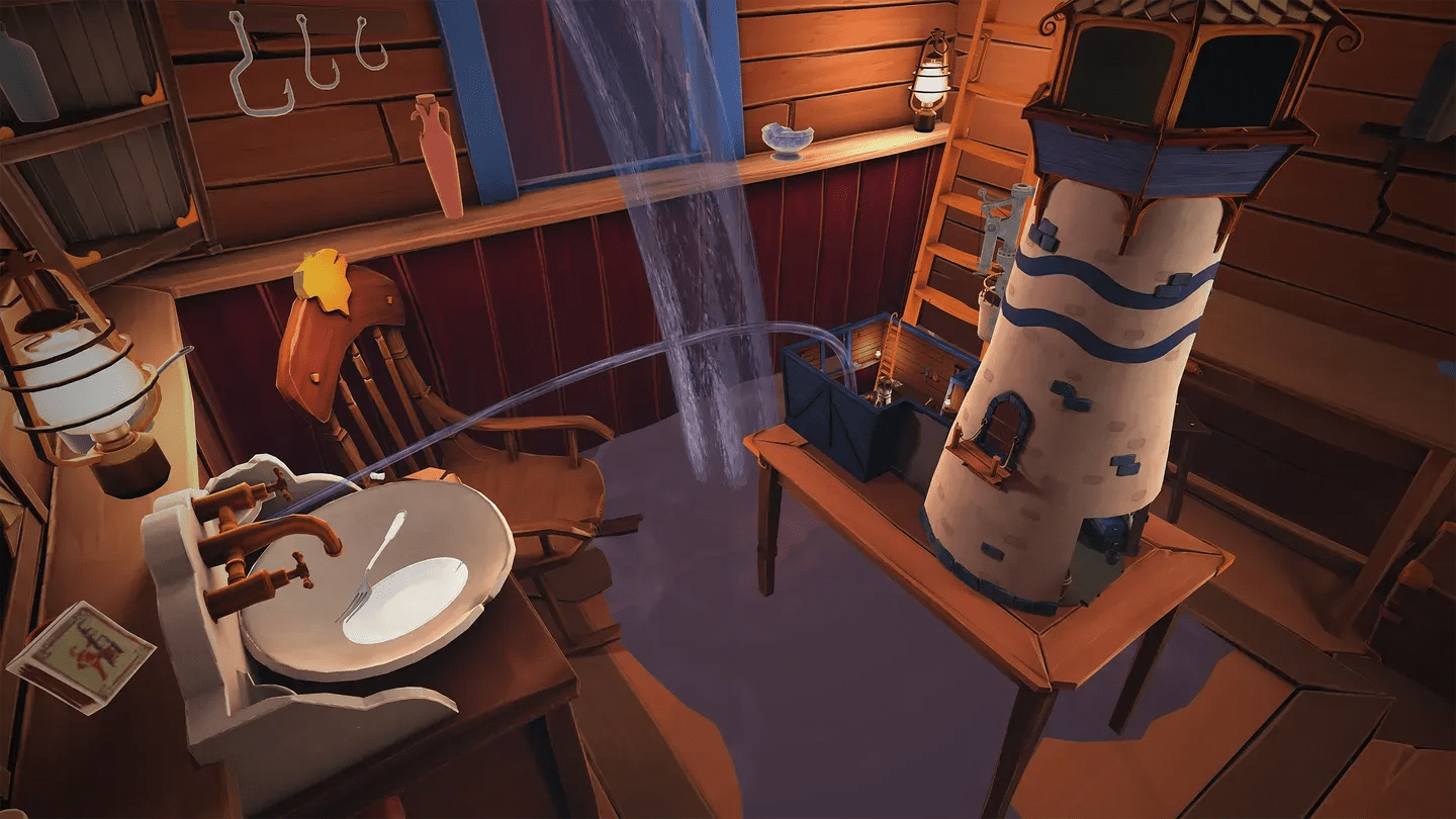A Fisherman's Tale Meta Quest lighthouse room with model lighthouse puzzle