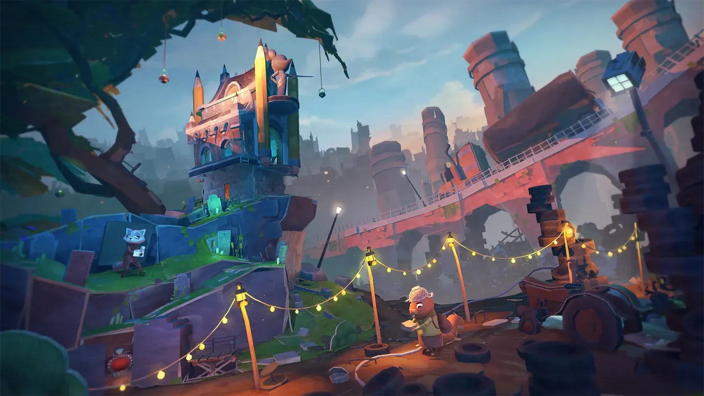 Ghost Giant Meta Quest miniature village of Sancourt with buildings and characters