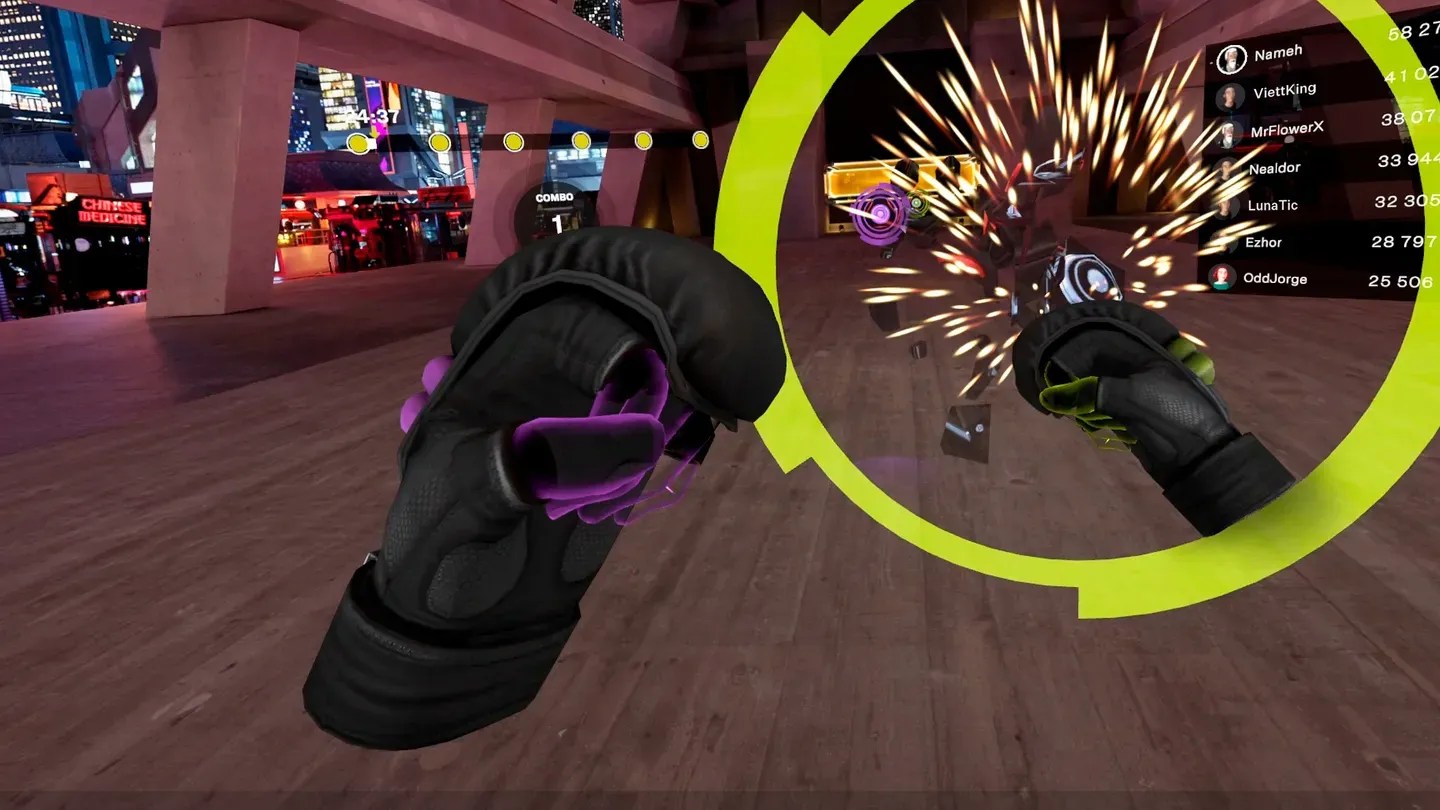 LES MILLS BODYCOMBAT Meta Quest target punching workout with score feedback