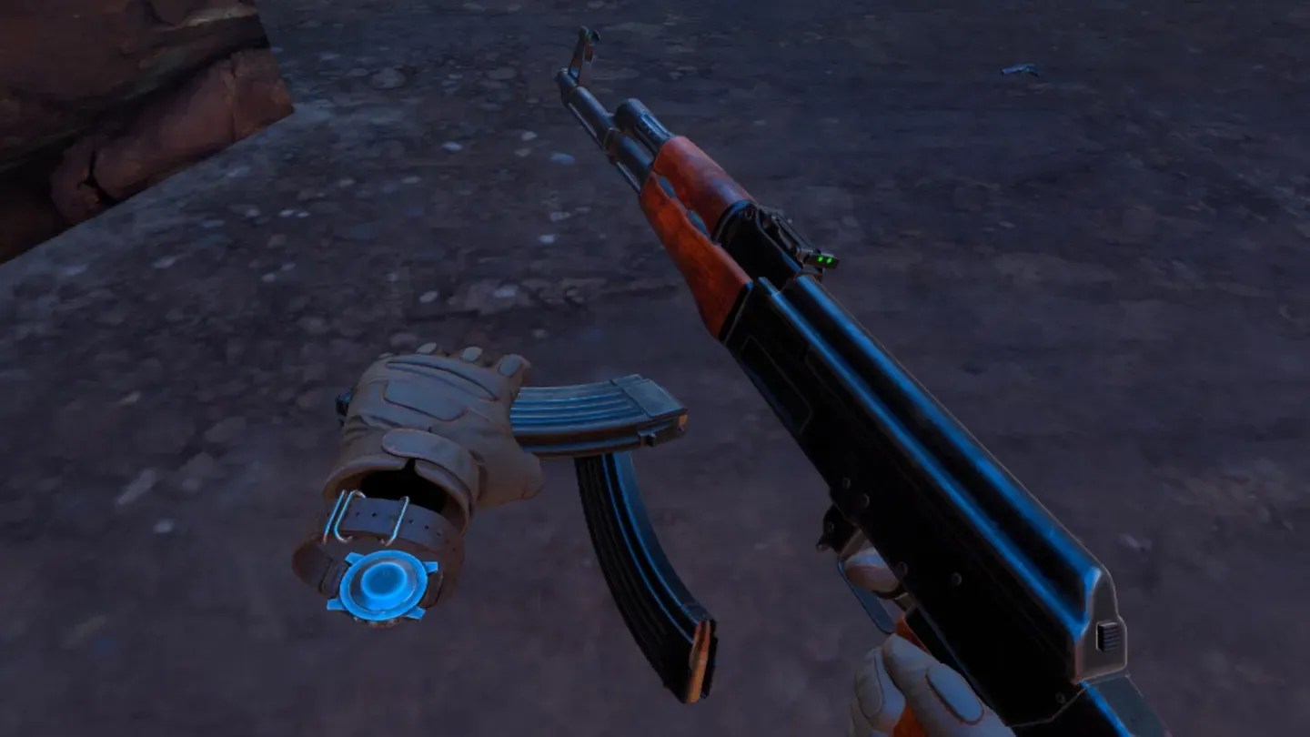 Pavlov Shack Meta Quest weapon handling and reload scene