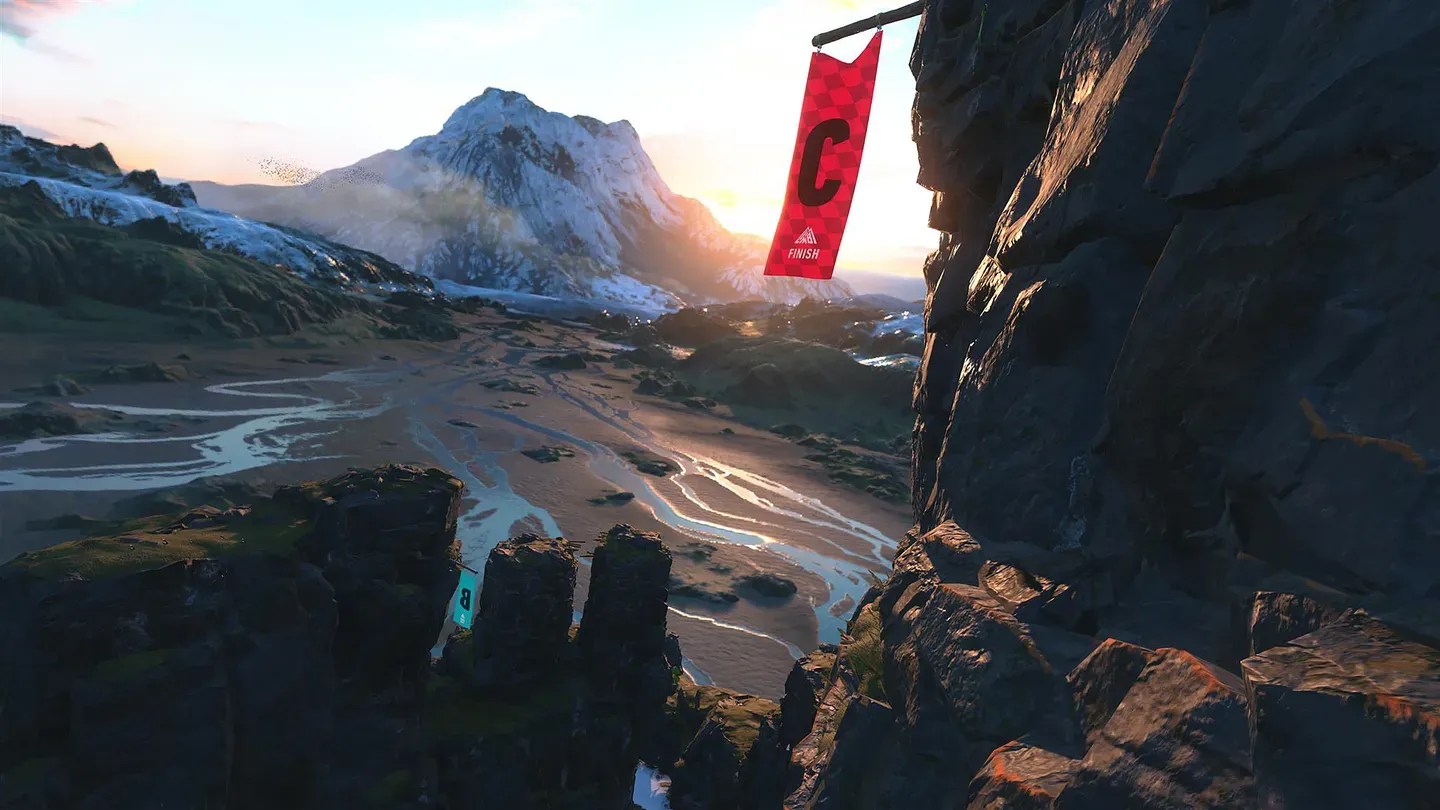 The Climb 2 Meta Quest mountain cliff route with distant landscape