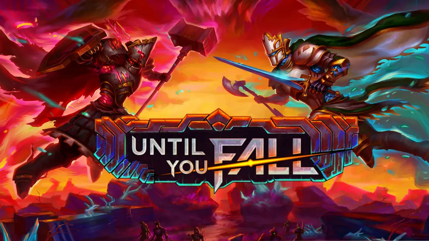 Until You Fall Meta Quest neon sword fighting key art with dual weapons