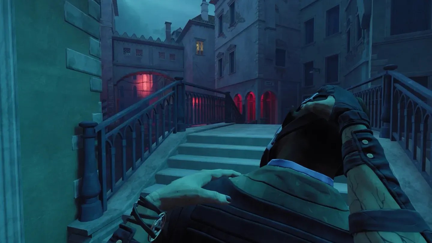 Vampire The Masquerade Justice Meta Quest stealth scene stalking through nighttime Venice